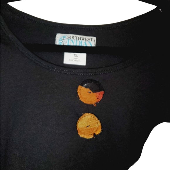 Southwest Indian Foundation 3/4 Sleeve Wide Neck Pull Over Relaxed Fit Top 813 - Picture 2 of 3